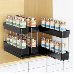 6098: New Pull Out Spice Rack Organizer for Cabinet, Slide Out Spice Racks Organizer, Easy to Install Spice Cabinet Organizers, 2.3''Wx10.35''Dx8.26''