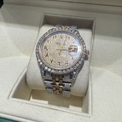 Rolex Datejust 36MM Bustdown Iced Out Diamond Two Tone Yellow Gold