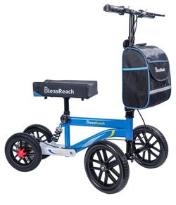 BlessReach All Terrain Steerable Knee Scooter Crutch Alternative，Deluxe Medical Scooter Double Handbrake,for Adults Injured Ankle & Foot Recovery Scoo