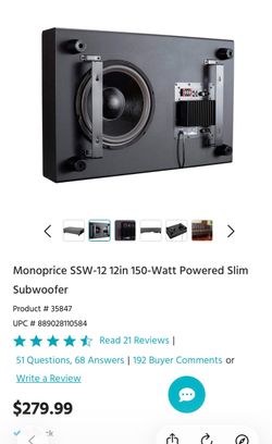 Monoprice SSW-12 12in 150-Watt Powered Slim Subwoofer