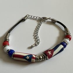 Cuba/ Puerto Rico Bead Flags Bracelet /anklet 
