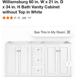 60” DOUBLE SINK NO TOP In White Color New In Box