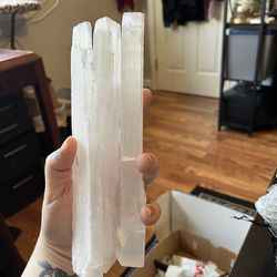 3 Selenite Crystal Wands
