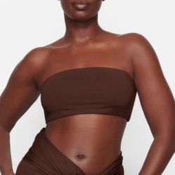 Skims Size Large Swim Bandeau Bikini Top Cocoa  NWT Missing Strap