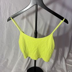Neon Green Ribbed Crop Top