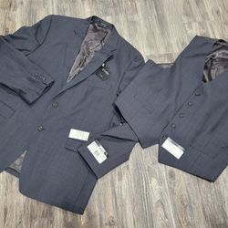 New LAUREN RALPH L Gray LANCASTER Classic Fit Wool Blend Suit Jacket & vest Sz 48