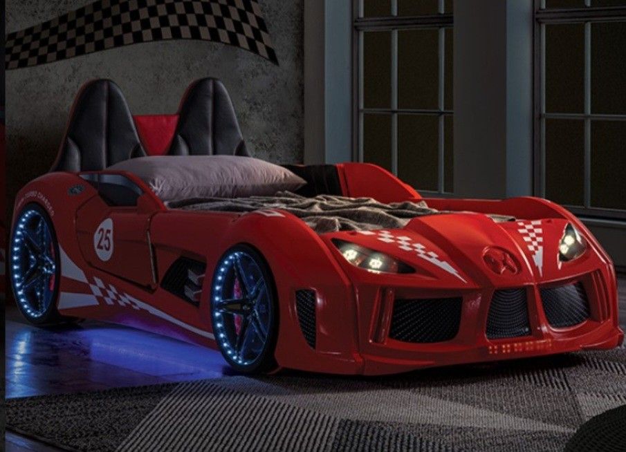 Brand New Red Race Car Design Twin Bed Frame 