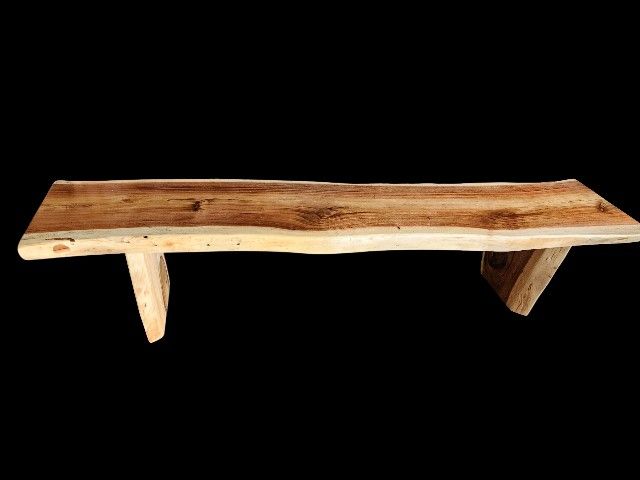 79" Live Edge Monkey Wood Bench