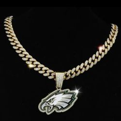 Philadelphia Eagles Gold Colored Bling Necklace 