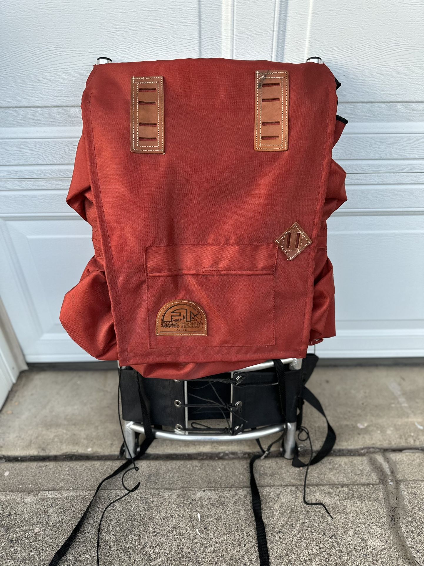 Vintage Famous Trails Orange Mountain Hiking BackPack