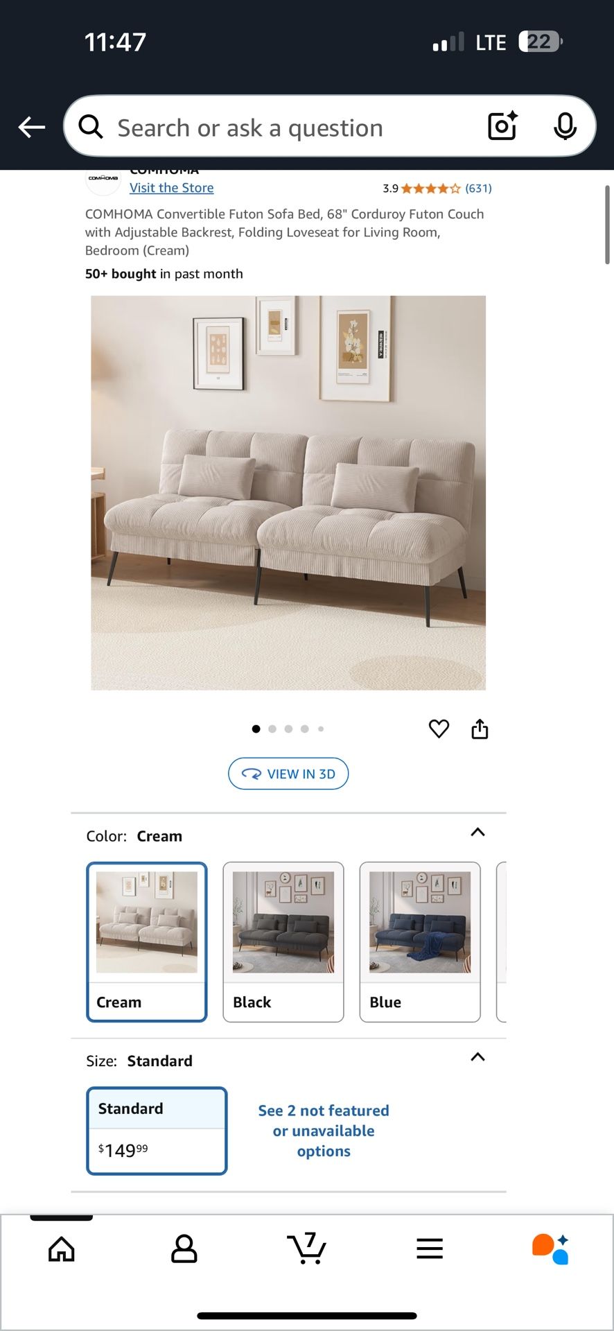 cream futon