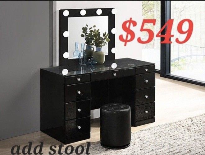 VANITY DESK PLUS MIRROR LIGHTS SPECIALS ONLY $549 FINANCING NOW AVAILABLE EASY TO QUALIFY NO CREDIT CHECK