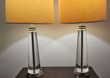 Pair of crystal table lamps