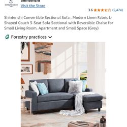 Dark Gray Sectional Sofa with Chaise – Excellent Condition!