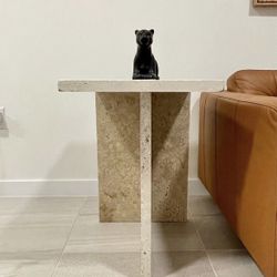 Travertine End Table 