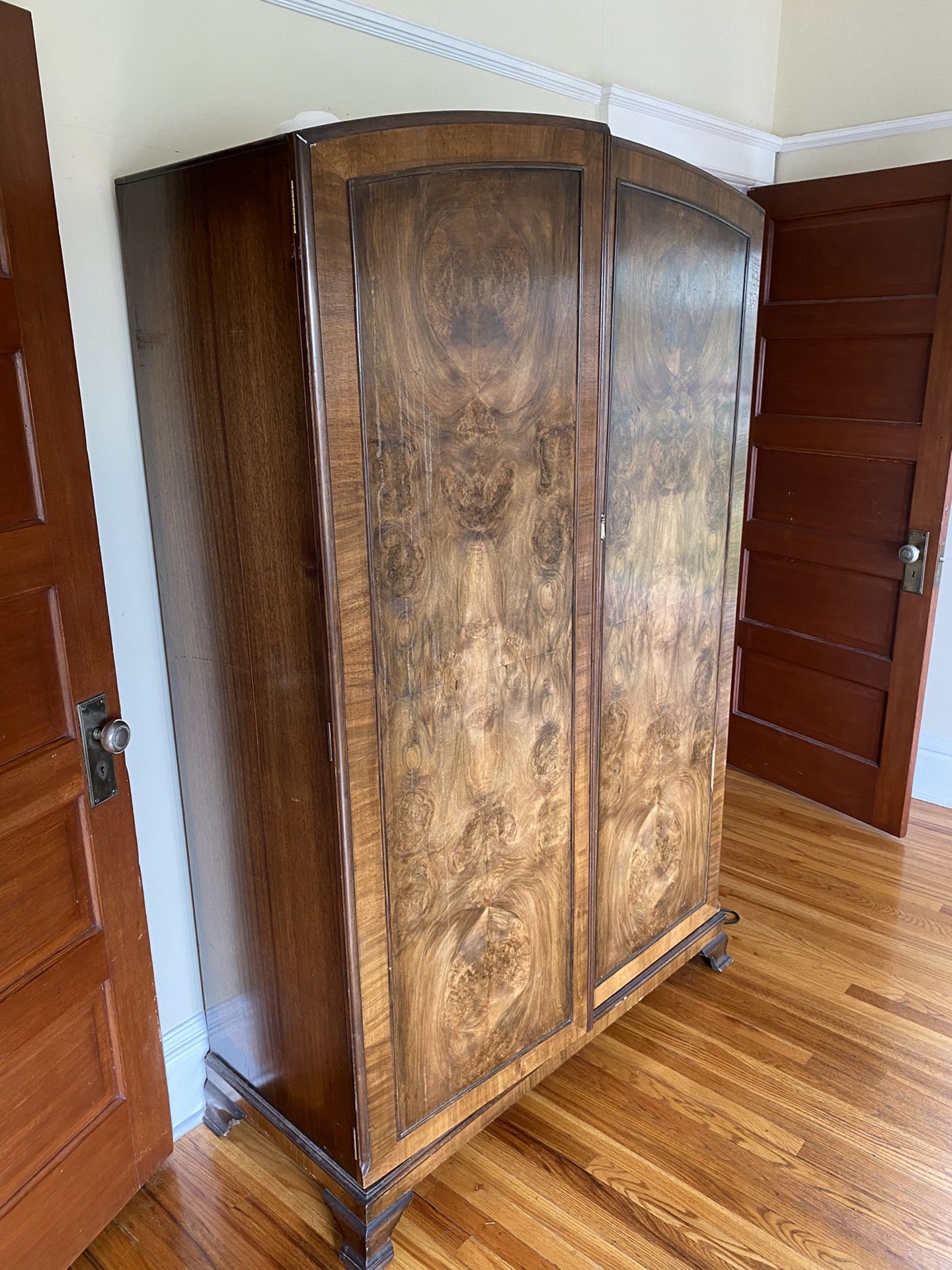 Burl-wood armoire, antique
