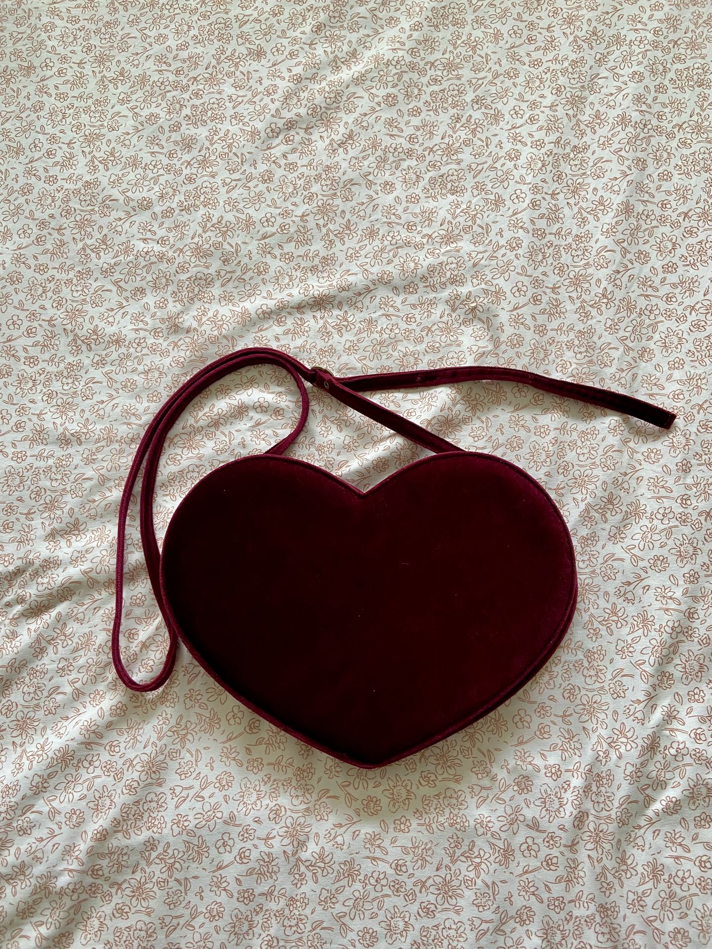 Burgundy Velvet Heart Purse