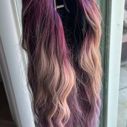 “Zoey” Bouquet color with waves and bangs