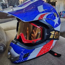 BILT custom American Flag Dirtbike Helmet W/ 100% Visor