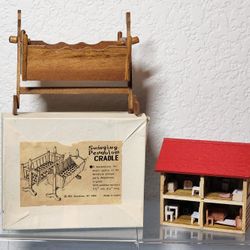 Vintage Tiny Wooden House & Shackman Cradle