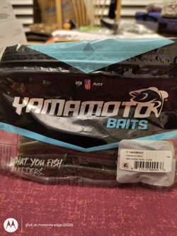 FISHING YAMAMOTO BAITS GREEN PUMPKIN PURPLE SPOTS 5 in