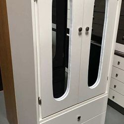 Tall White Closet With Mirrors 