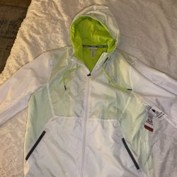 Reebok Men’s White Green Windbreaker Nylon Jacket Size XL