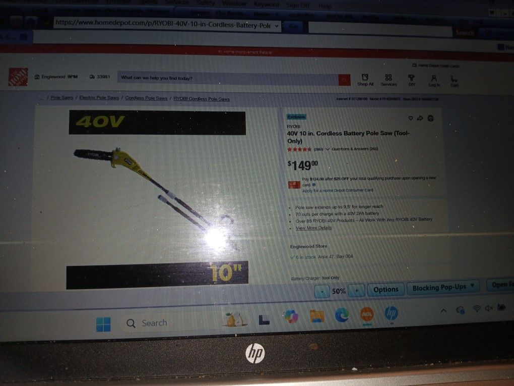 Ryobi 40Volt Chain Saw. + Pole Saw W Batt And Charger