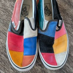 Vans Classic Patchwork Multicolor Slip-on Shoes Woman Size 7.5