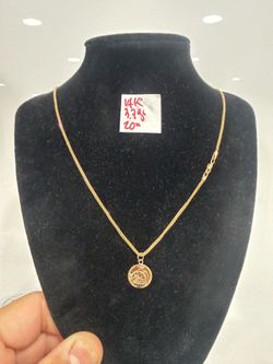 14K Yellow Gold Chain and Pendant For Wedding 3.7Gr 20 Inches Long