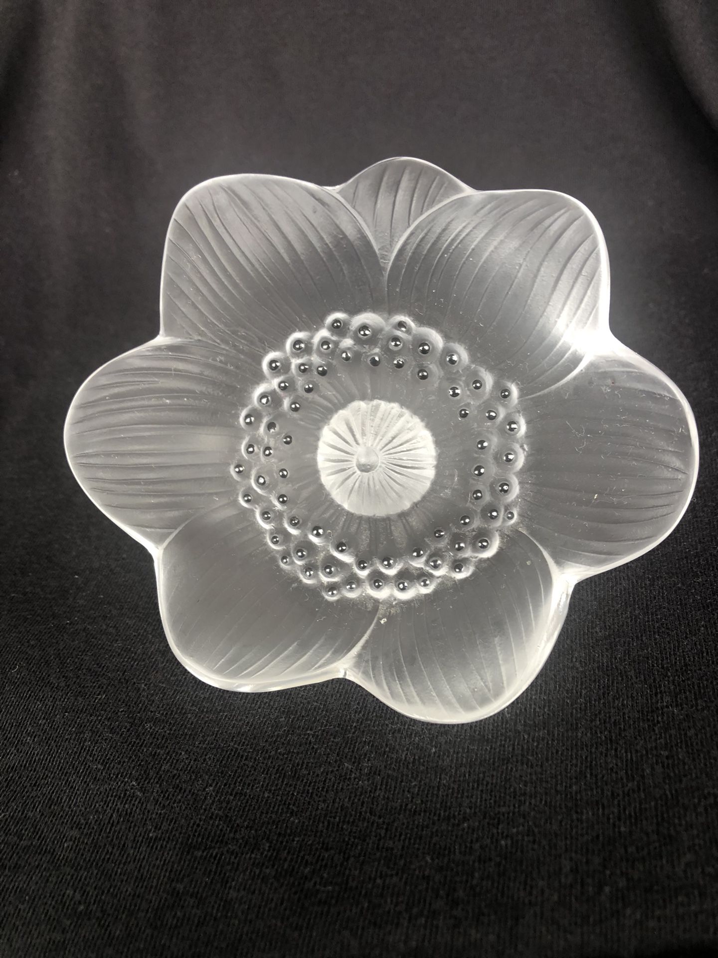 Lalique Flower Signed 3 1/4” Heigh
