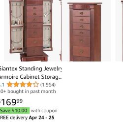 Giantex Standing Jewelry Armoire Cabinet 