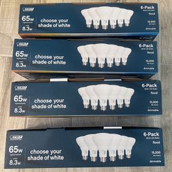 Feit Electric BR30 LED Light Bulbs - 4 Boxes (24 Bulbs Total) - Like New