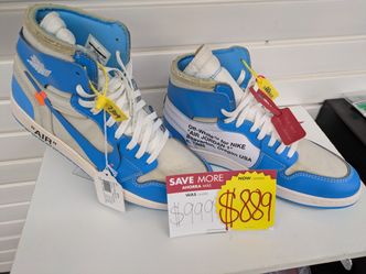 Off White x Air Jordan 1 Retro High OG UNC University Blue Size 13