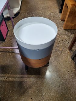 Mid-Century Modern Multi Color 3-Tier Wood End Table