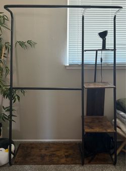 In Room Clothing Hanger Garment Rack with Shelves