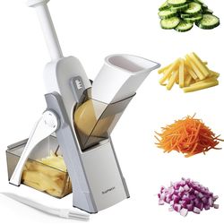 Safe Mandoline Slicer, Potato Slicer Maual Vegetable Chopper Adjustable Thickness Food Cutter, Kitchen Chopping Artifact for Cooking Meal Prep (Gray)