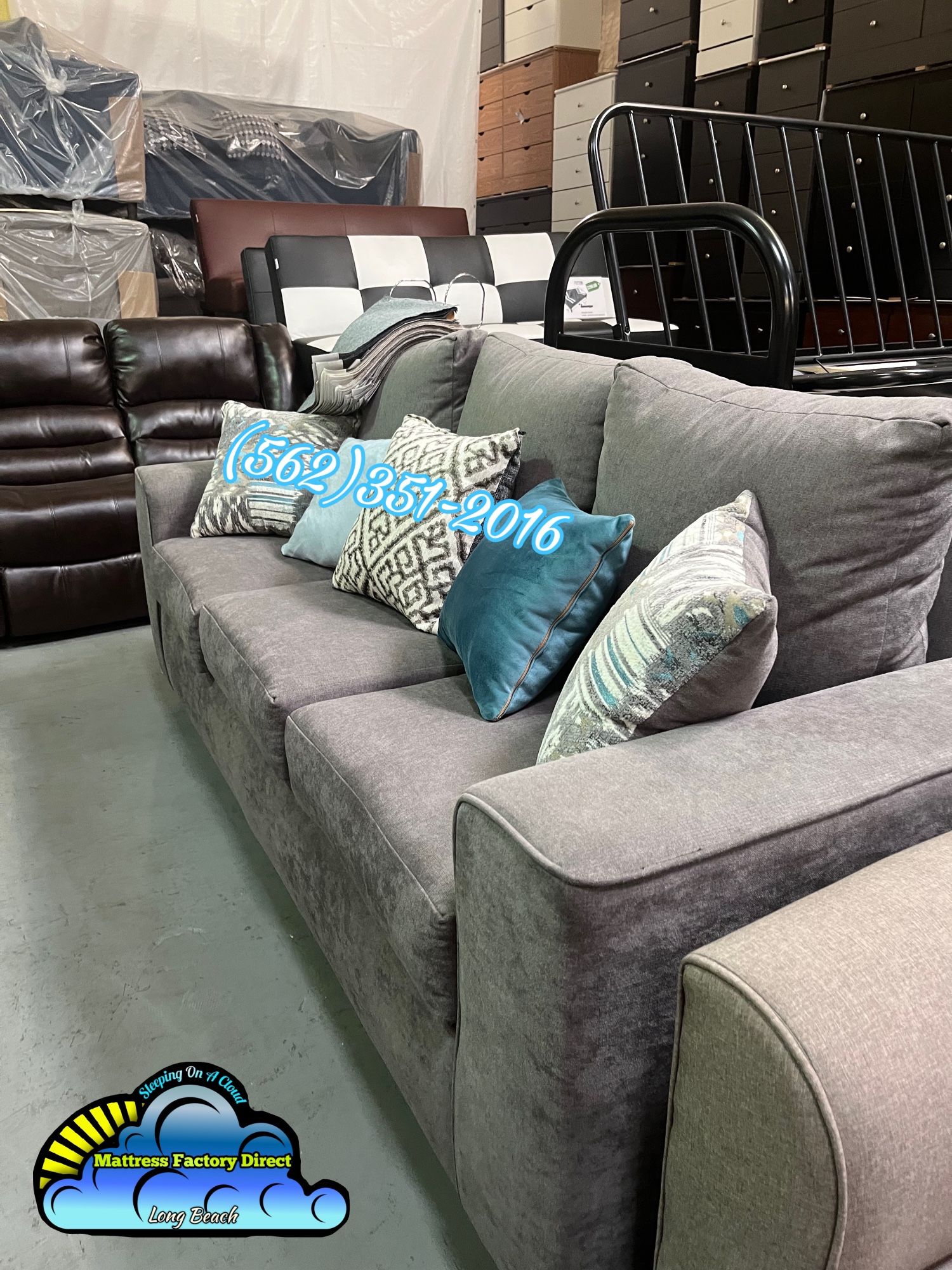Grey Couch Sofá Three Seater New Bonito Gris