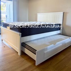 Queen Bed And Trundle With Mattresses 