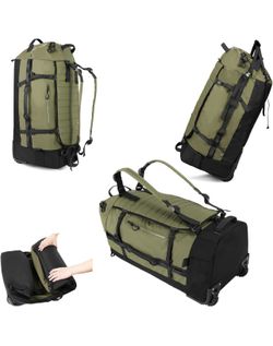 Collapsible wheeled luggage backpack