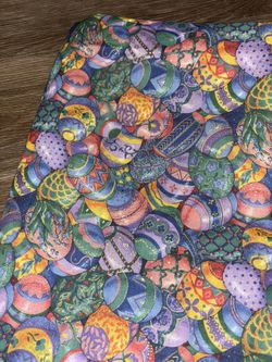 90s Vintage 3 Yards Cranston Easter Egg Cotton Fabric Pastel