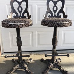 2 Corsican Cast Iron Heirloom Barstools 