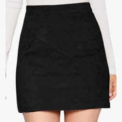 MANGOPOP Mini Faux Suede Skirt for Women High Waist Skirts Size XS