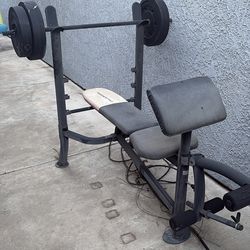 Used bench press table and accessories