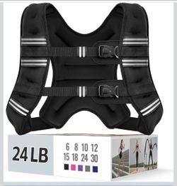 24 lb Weighted Vest Adjustable Reflective Running Workout Training Black Unisex