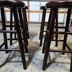4 Walnut Finish - Swivel Bar Stools for Kitchen Island