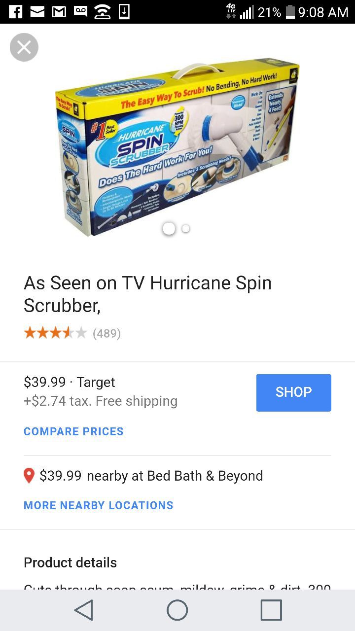 Hurricane Spin Scrubber with 3 Replacement brushes