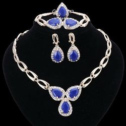Women's Drop Crystal Jewelry Set - Blue