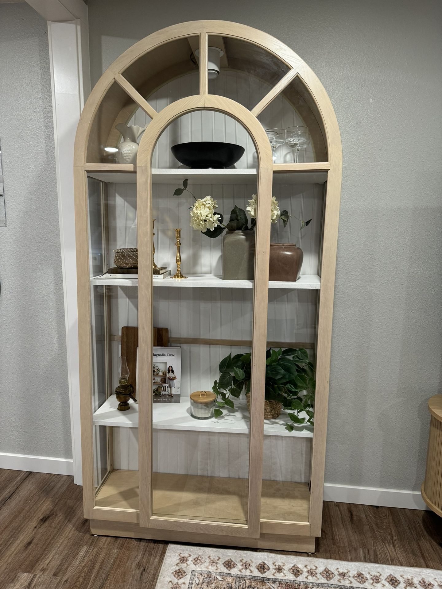 Modern Whitewash Arched Curio Cabinet
