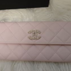 Chanel CC Large Gusset Flap Wallet Pink Caviar Light Gold Hardware
